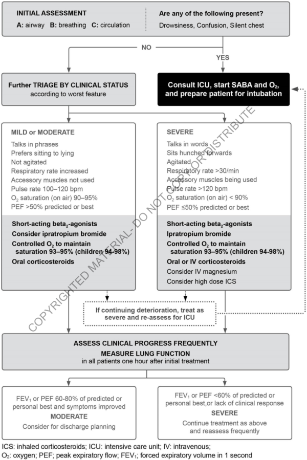 Management of asthma exacerbation in acute care facility, e.g. emergency department (GINA 2018) Management of asthma exacerbation in acute care facility, e.g. emergency department (GINA 2018)